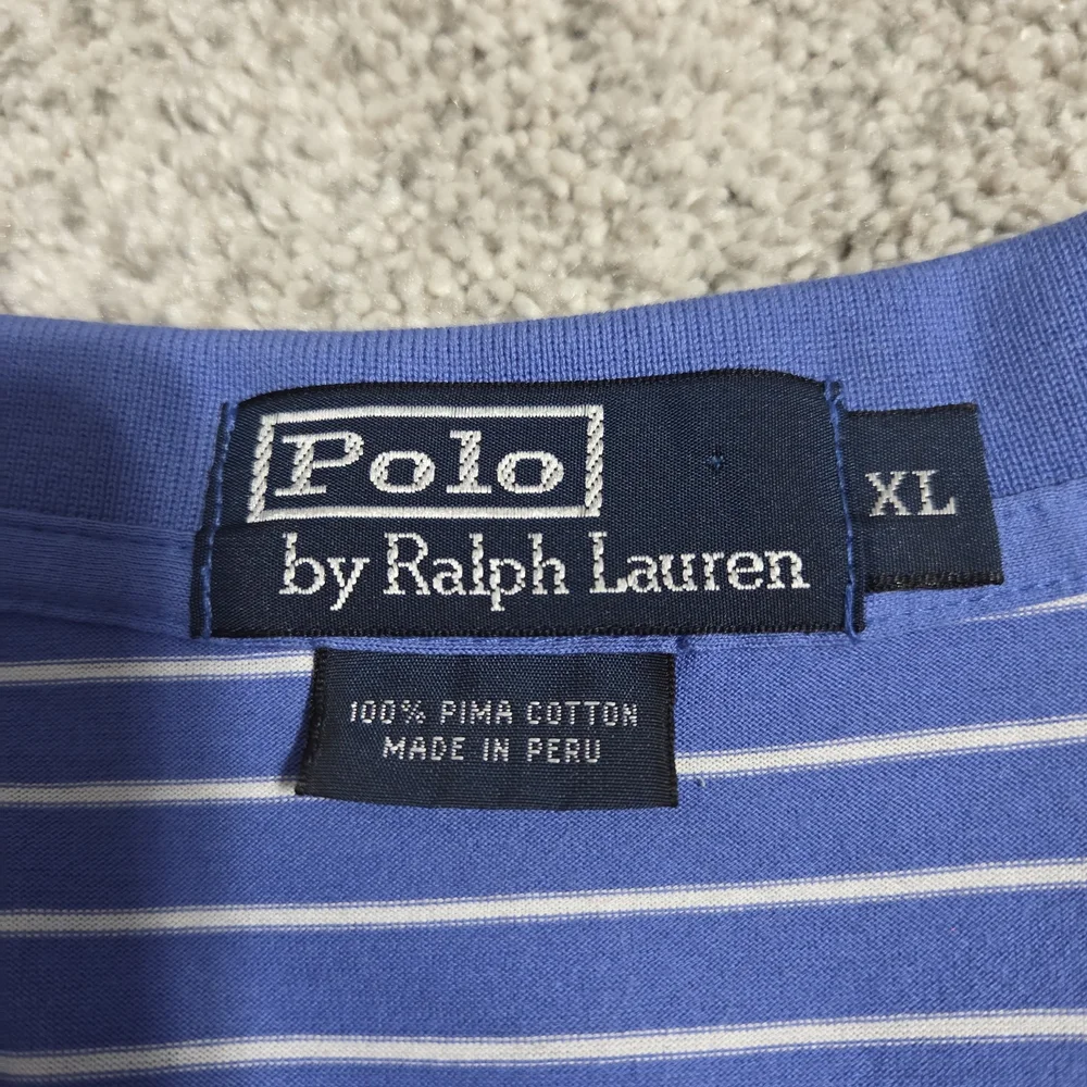 Classic Vintage Polo Ralph Lauren Blue and White Striped Shirt.
